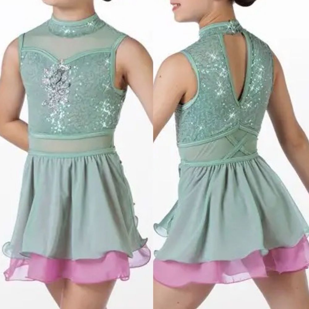 WEISSMAN Dance Costume ballet sequins blue lavender You Set Me Free 14248 IC 7/8